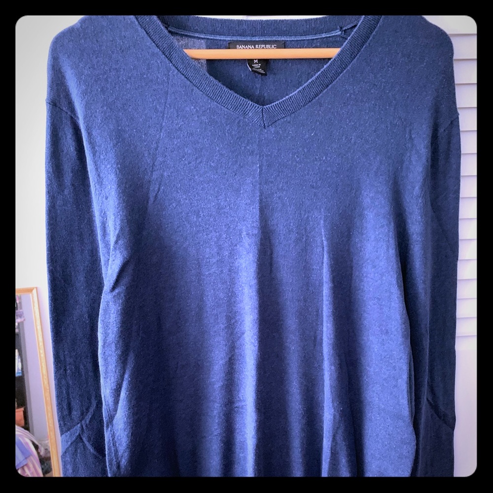 Banana Republic medium blue v neck lux cashmere